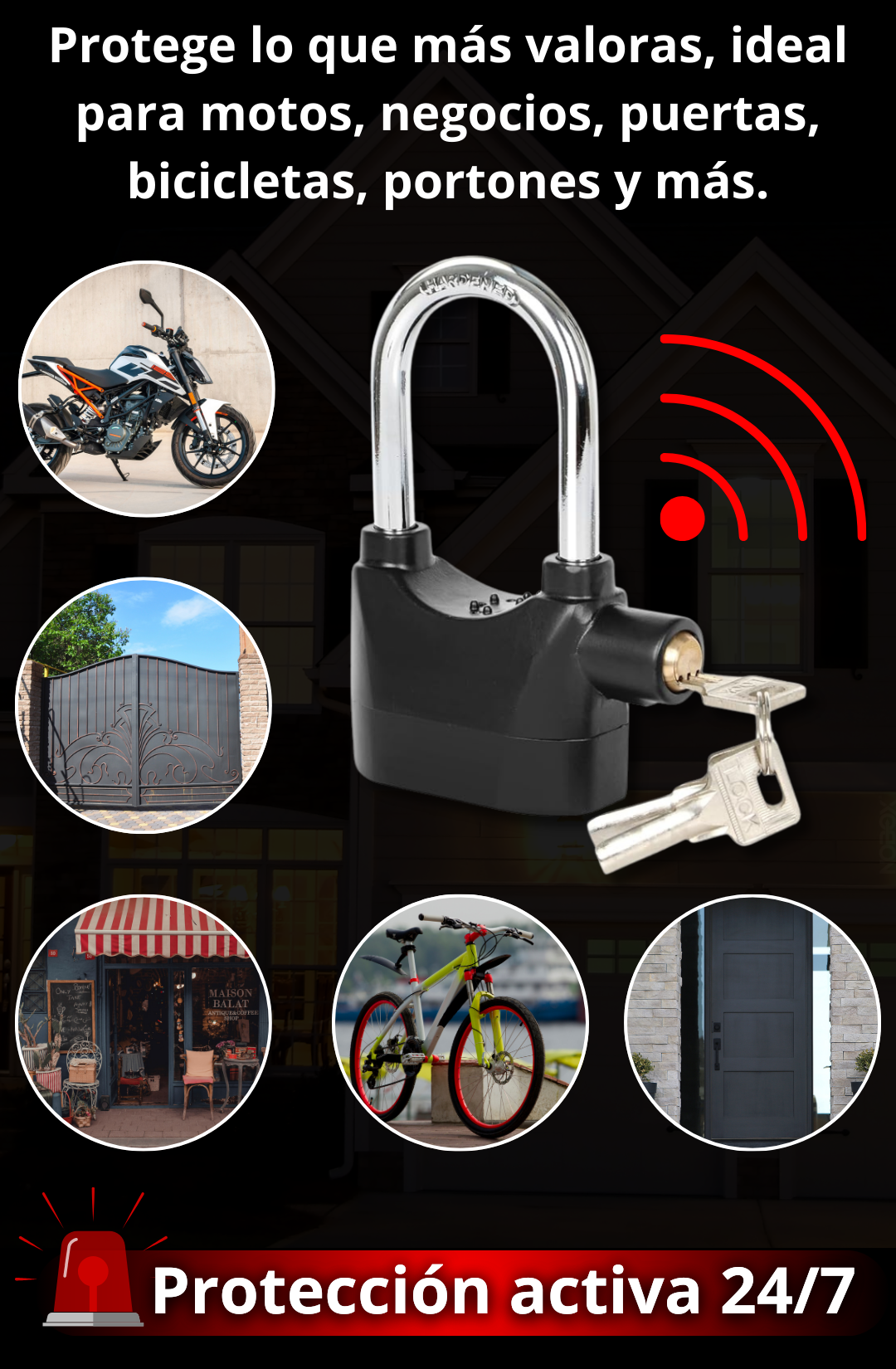 Candado Alarma MaxSecure – Doble Protección contra Robos